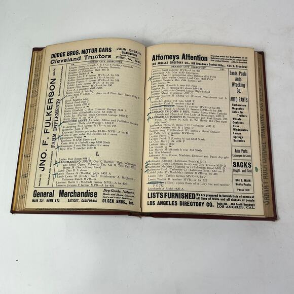 1918-19 CA Ventura County Directory FAIR Business Ancestry Genealogy Antique Vtg - Picture 11 of 16